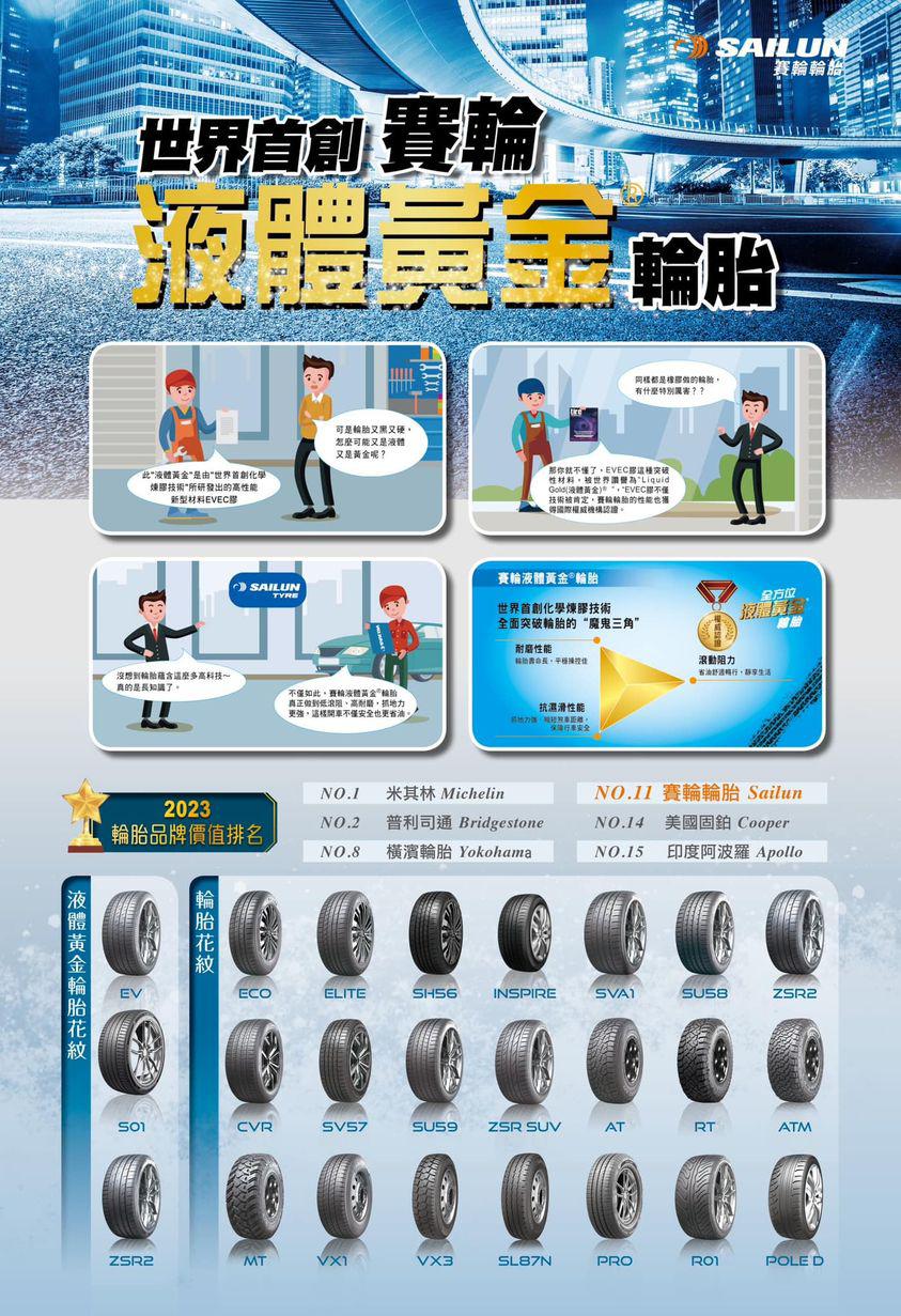世界首創液體黃金輪胎，液體黃金製程的輪胎三大性能提升，打破傳統認知。