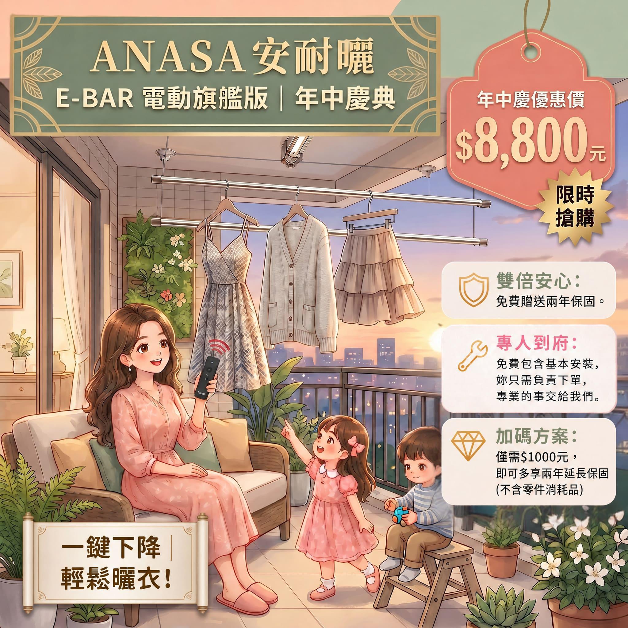 ANASA安耐曬年中慶震撼來襲： 限時特惠含基本安裝與保固