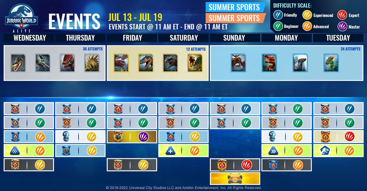 JWA EVENTS 台灣時間 07月13日~07月20日 本週活動