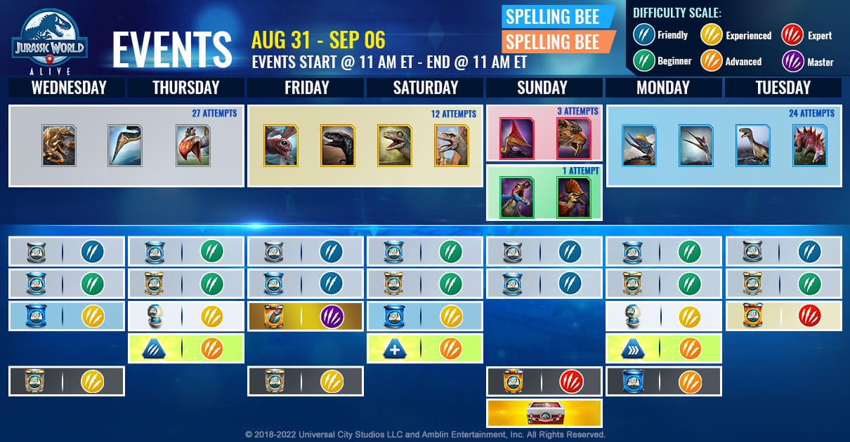JWA EVENTS 台灣時間 08月31日~09月07日 本週活動