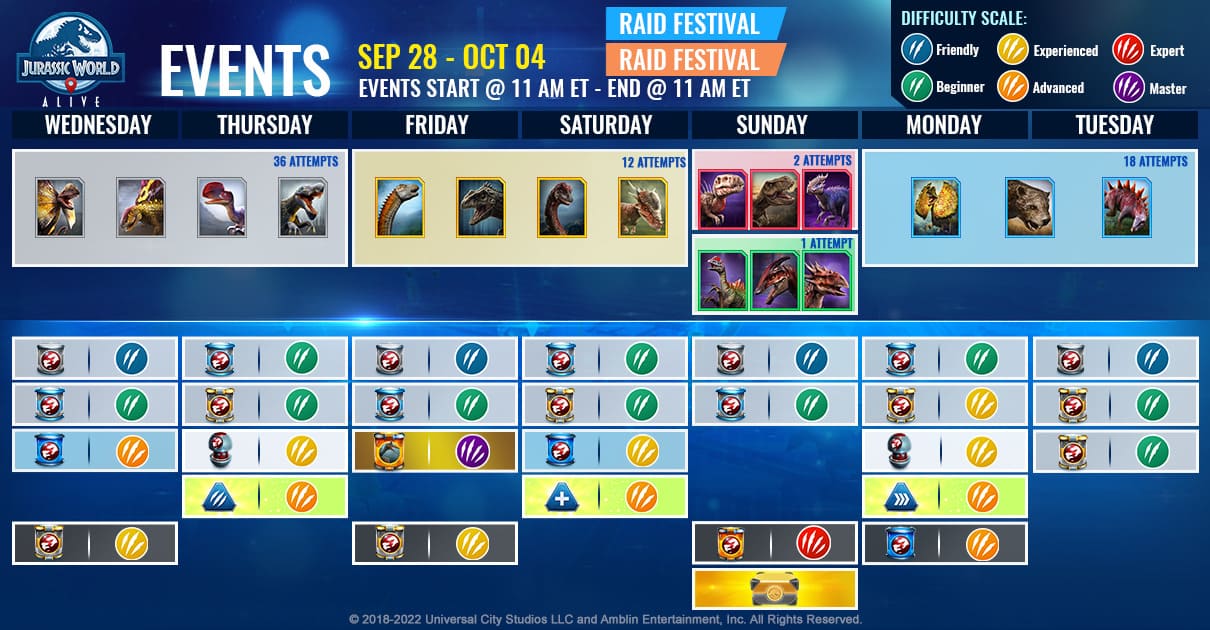 JWA EVENTS 台灣時間 09月28日~10月05日 本週活動