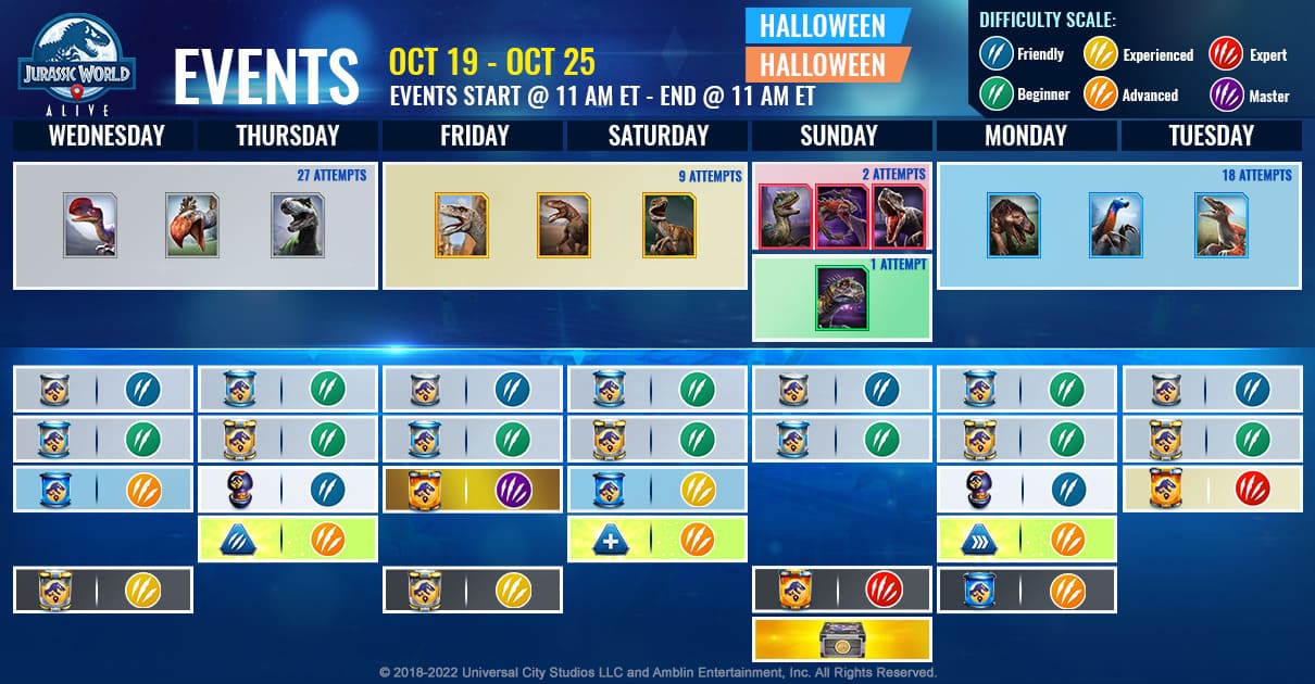 JWA EVENTS 台灣時間 10月19日~10月26日 本週活動