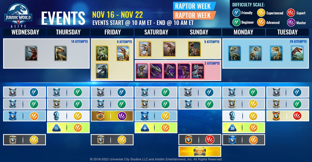 JWA EVENTS 台灣時間 11月16日~11月23日