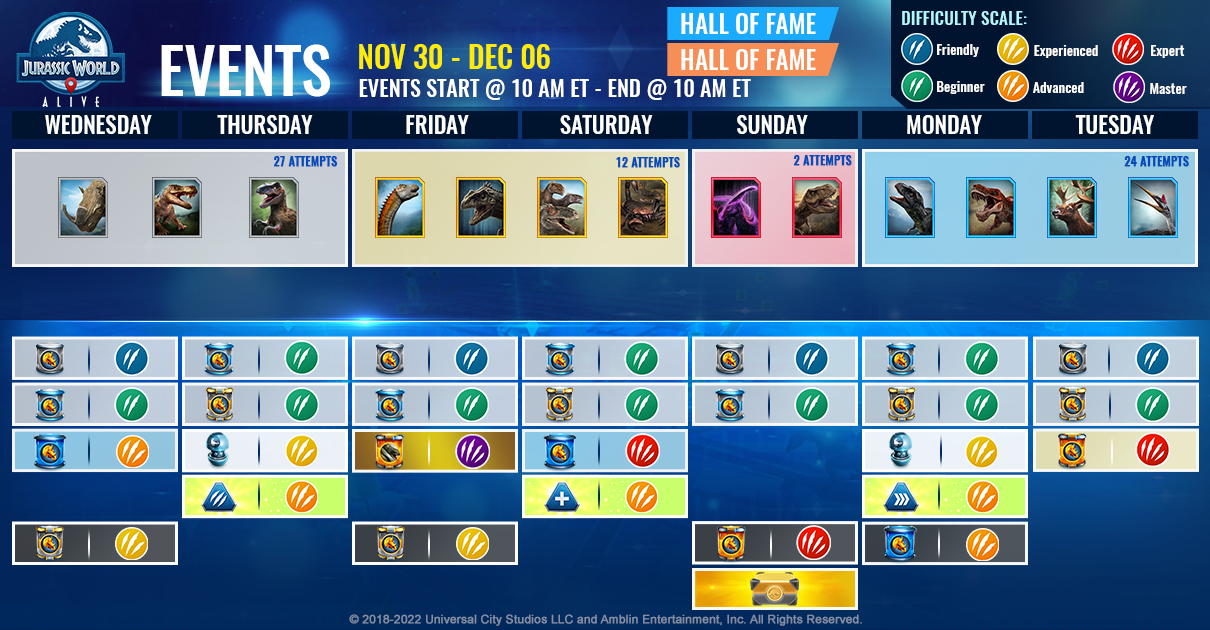 JWA EVENTS 台灣時間 11月30日~12月07日