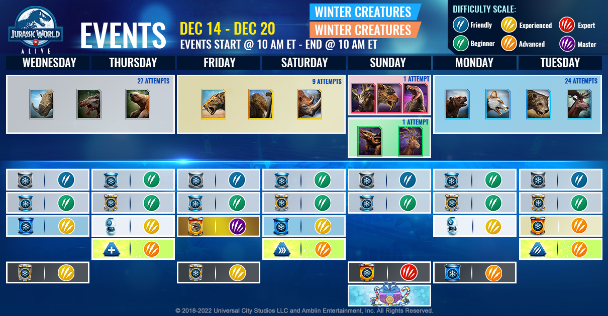 JWA EVENTS 台灣時間 12月14日~12月21日