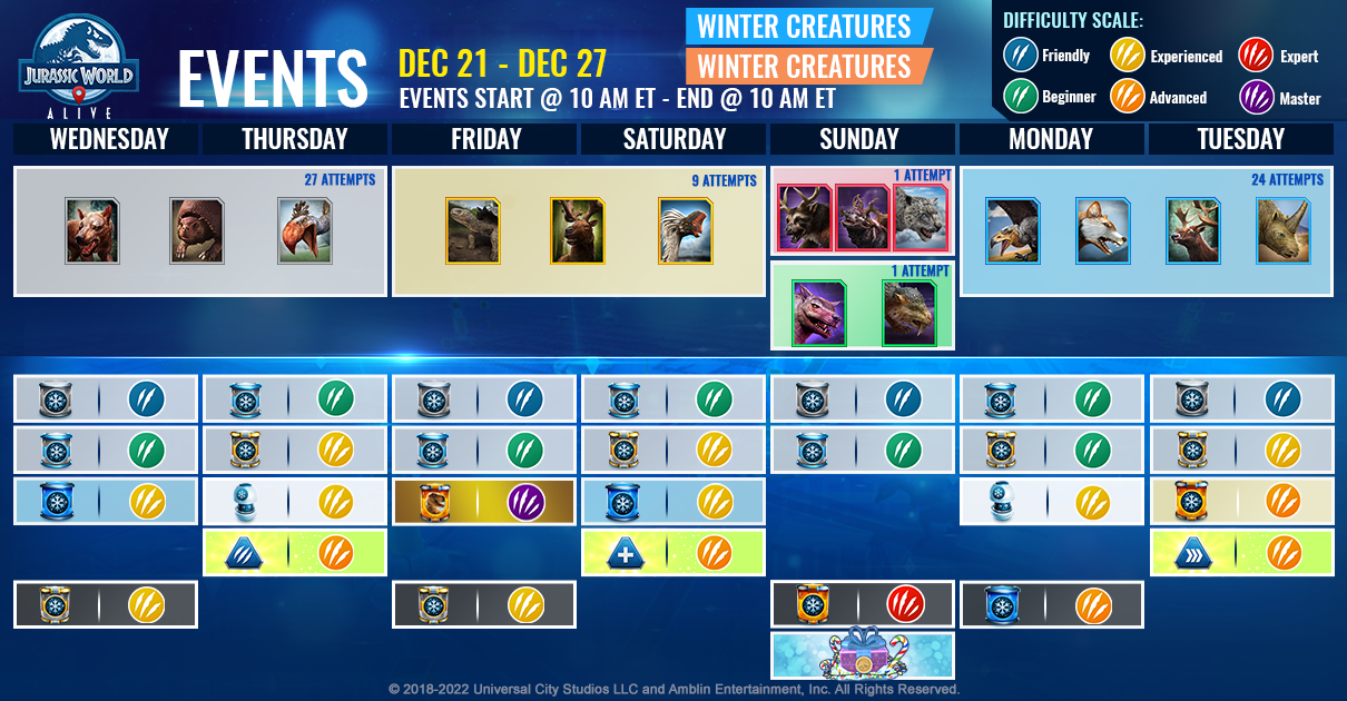 JWA EVENTS 台灣時間 12月21日~12月28日