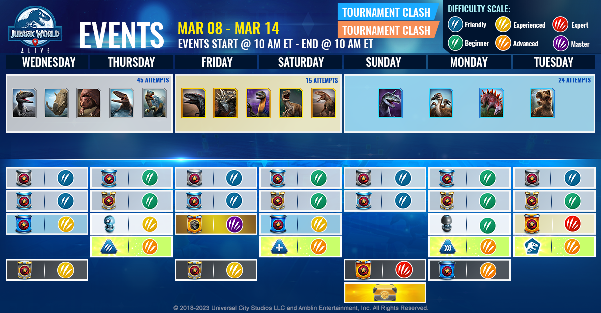 JWA EVENTS 台灣時間 03月08日~03月15日