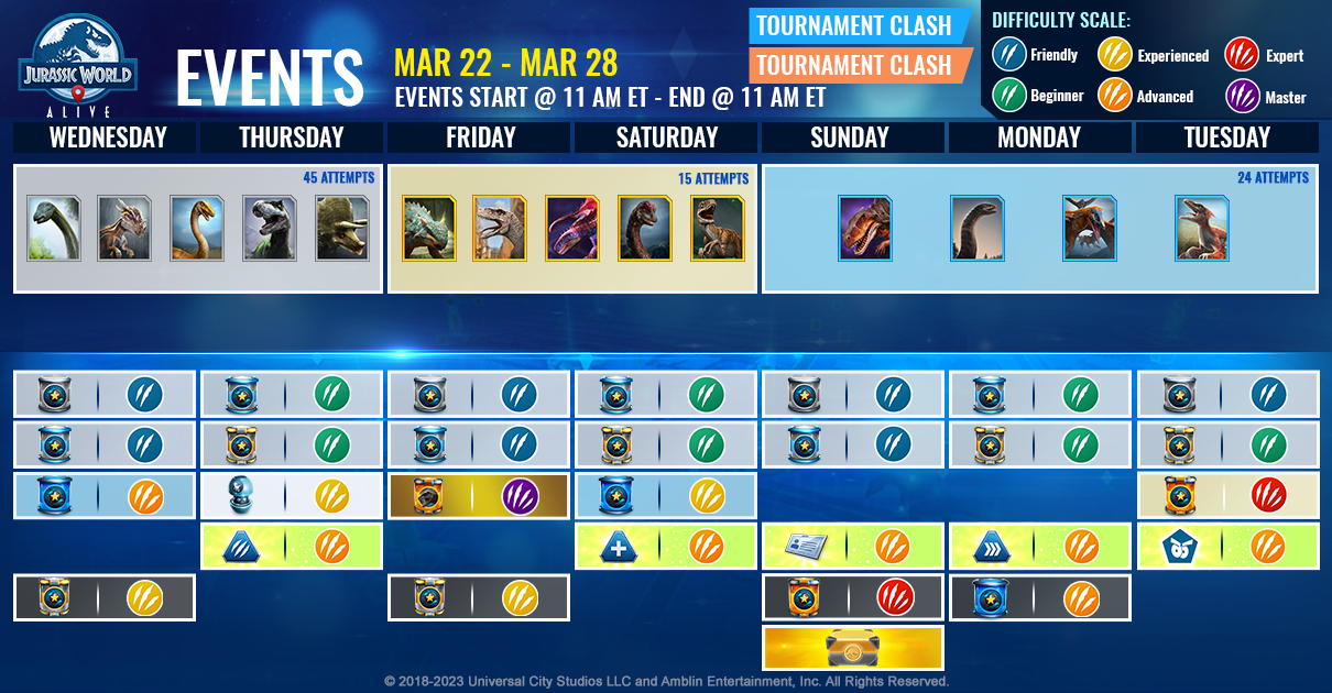 JWA EVENTS 台灣時間 03月22日~03月29日