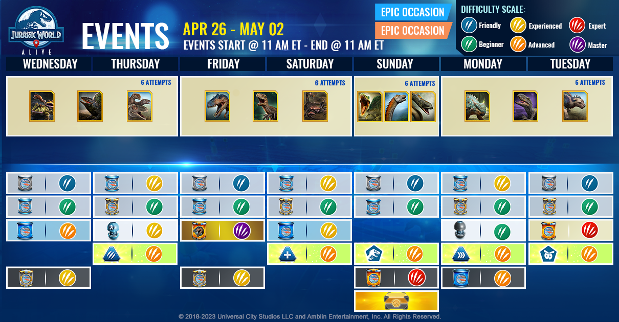 JWA EVENTS 台灣時間 04月26日~05月03日