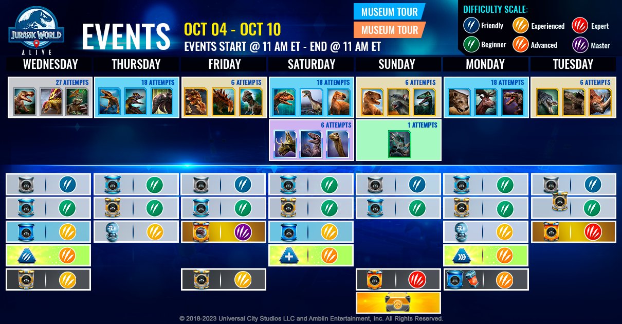 JWA EVENTS 台灣時間 10月04日~10月11日