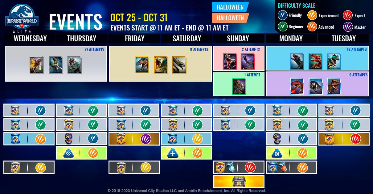JWA EVENTS 台灣時間 10月25日~11月01日