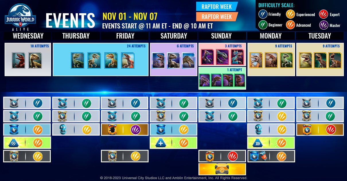 JWA EVENTS 台灣時間 11月01日~11月08日