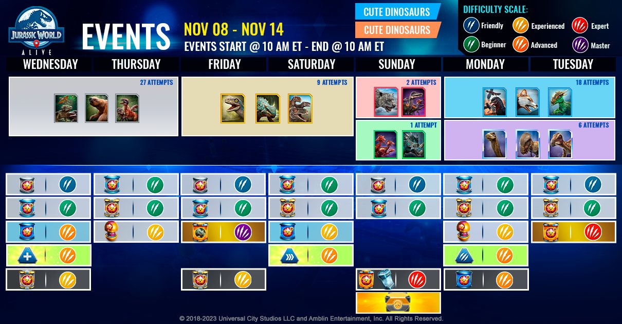 JWA EVENTS 台灣時間 11月08日~11月15日