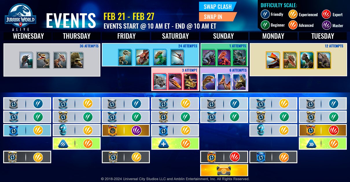 JWA EVENTS 台灣時間 02月21日~02月28日