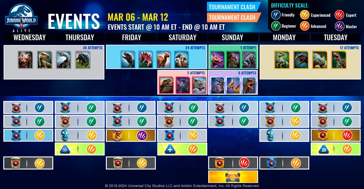 JWA EVENTS 台灣時間 03月06日~03月13日