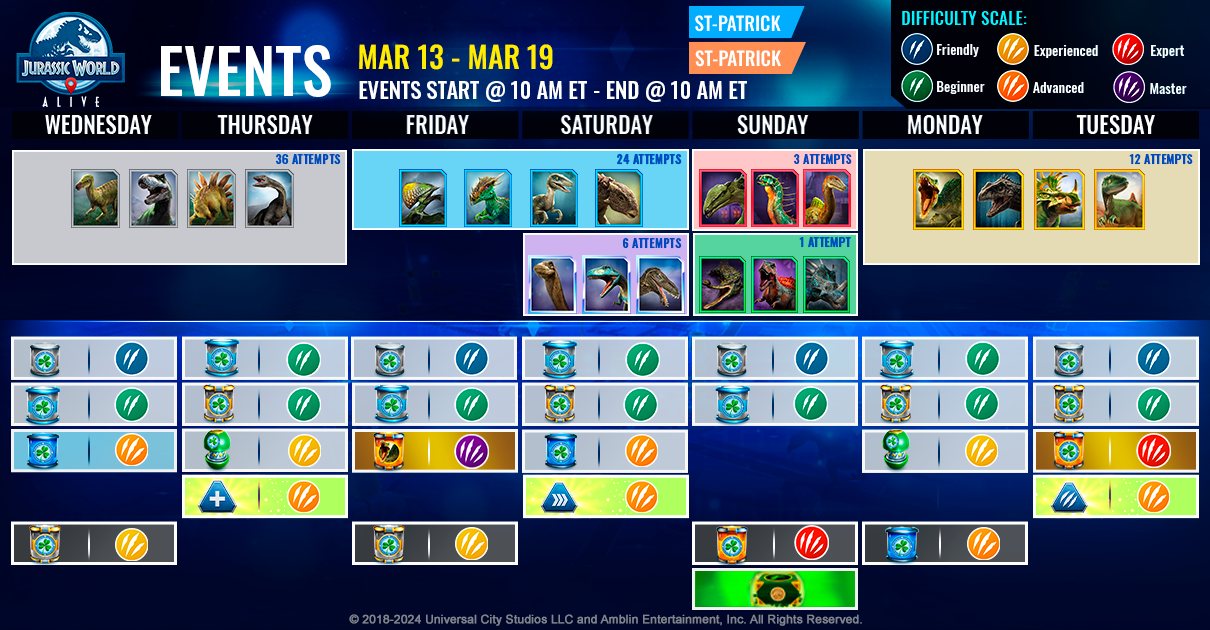 JWA EVENTS 台灣時間 03月13日~03月20日