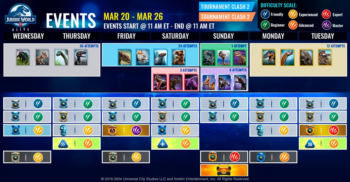 JWA EVENTS 台灣時間 03月20日~03月27日