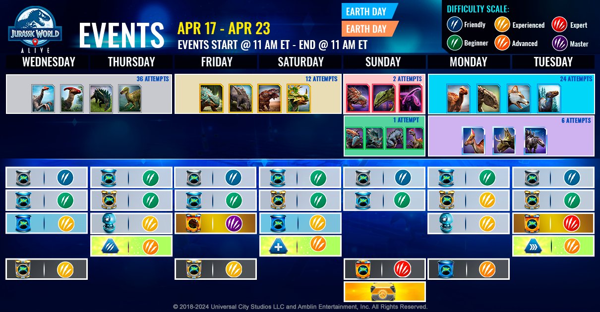 JWA EVENTS 台灣時間 04月17日~04月24日
