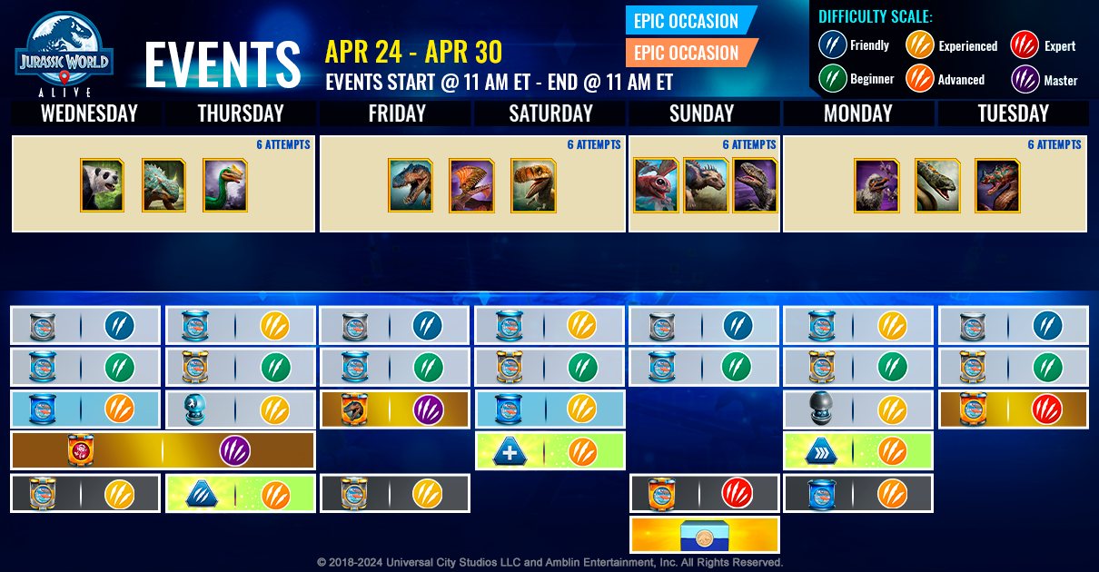 JWA EVENTS 台灣時間 04月24日~05月01日