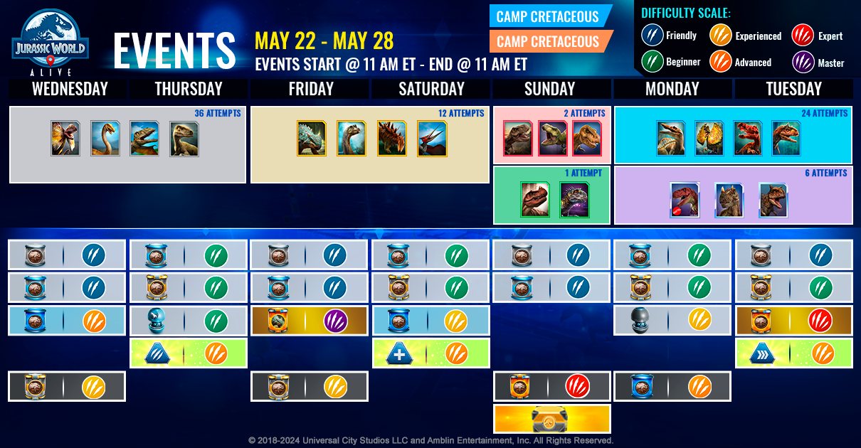 JWA EVENTS 台灣時間 05月22日~05月29日