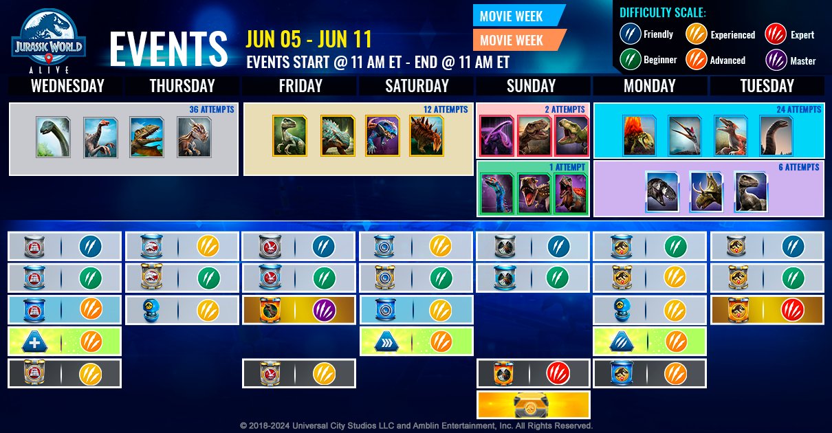 JWA EVENTS 台灣時間 06月05日~06月12日