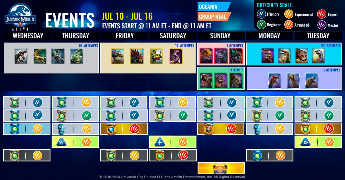 JWA EVENTS 台灣時間 07月10日~07月17日