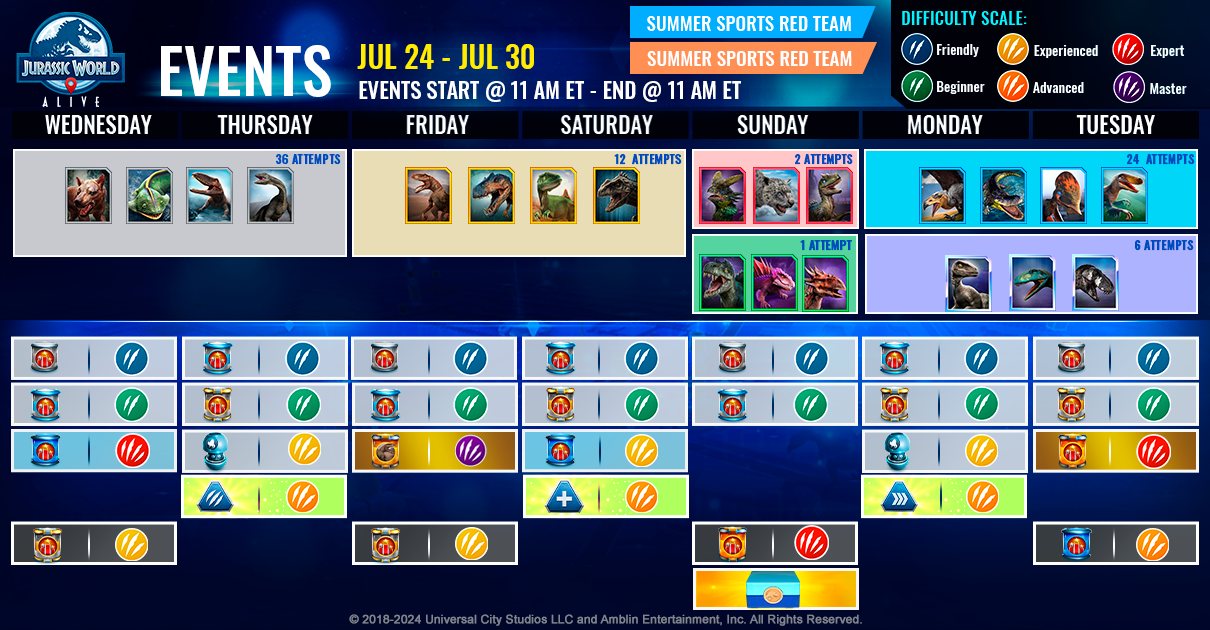 JWA EVENTS 台灣時間 07月24日~07月31日