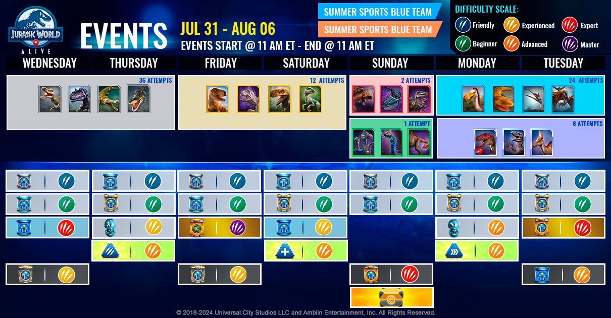 JWA EVENTS 台灣時間 07月31日~08月07日