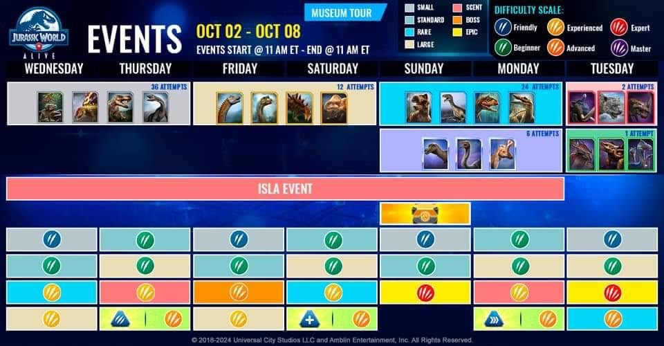 JWA EVENTS 台灣時間 10月02日~10月09日