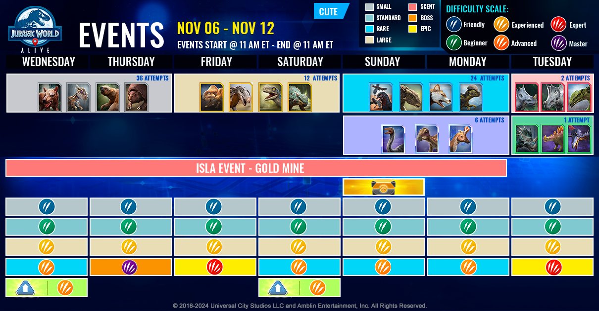 JWA EVENTS 台灣時間 11月06日~11月13日