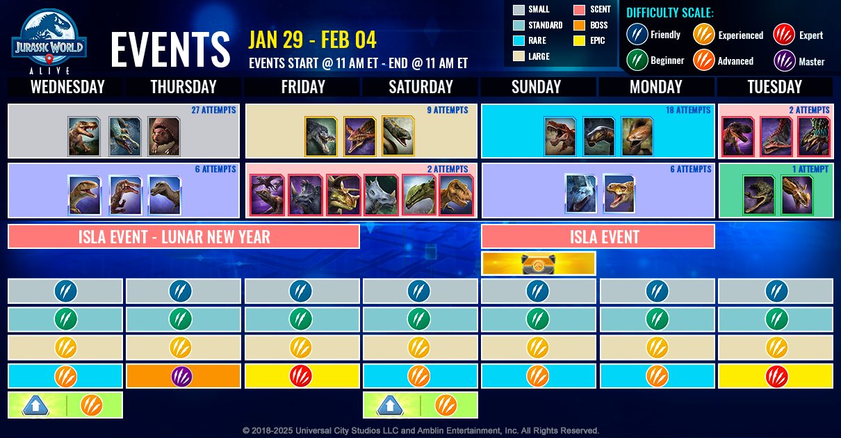 JWA EVENTS 台灣時間 01月29日~02月5日
