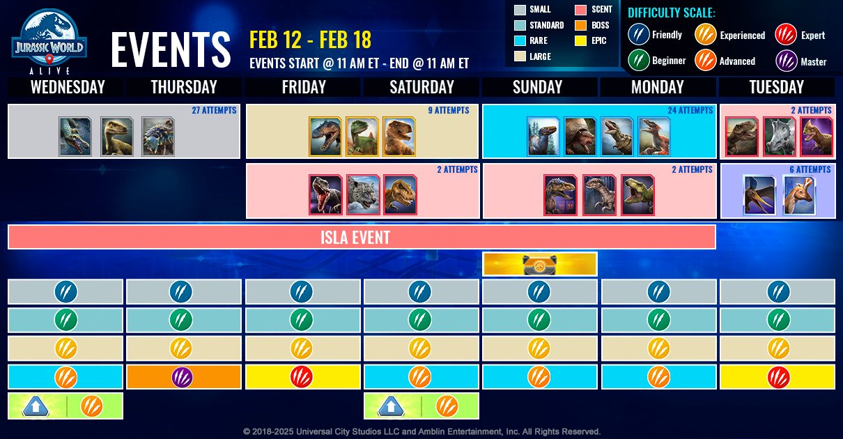 JWA EVENTS 台灣時間 02月12日~02月19日