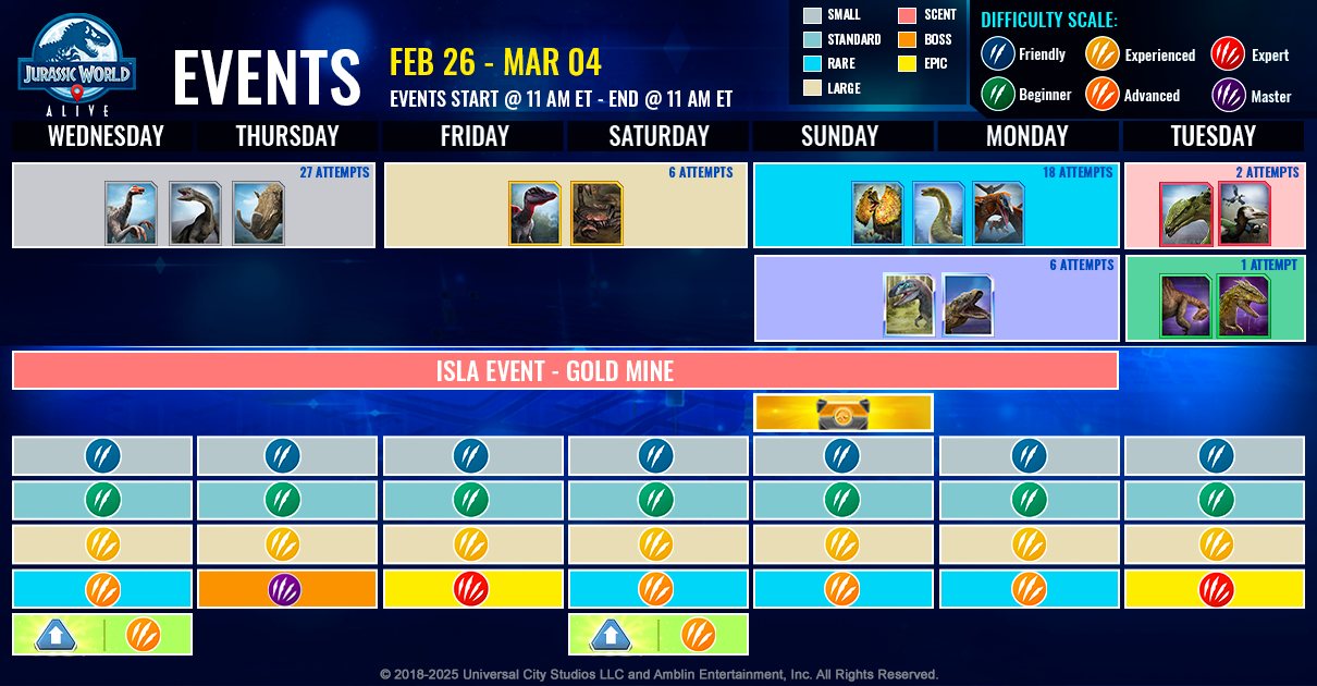 JWA EVENTS 台灣時間 02月26日~03月05日