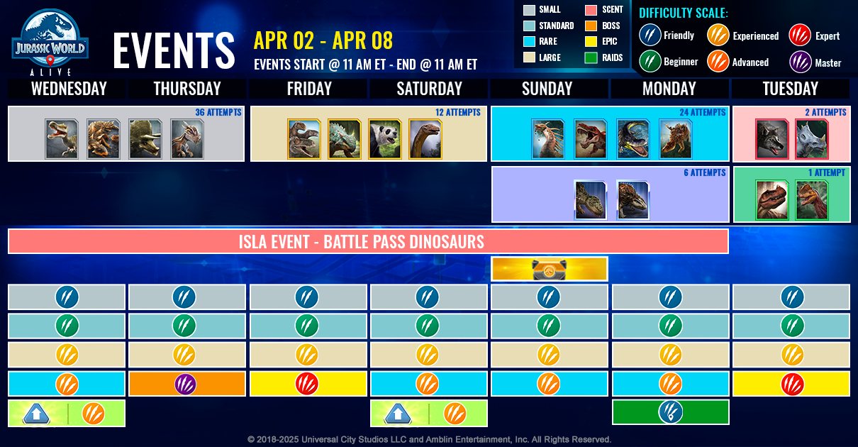 JWA EVENTS 台灣時間 04月02日~04月09日